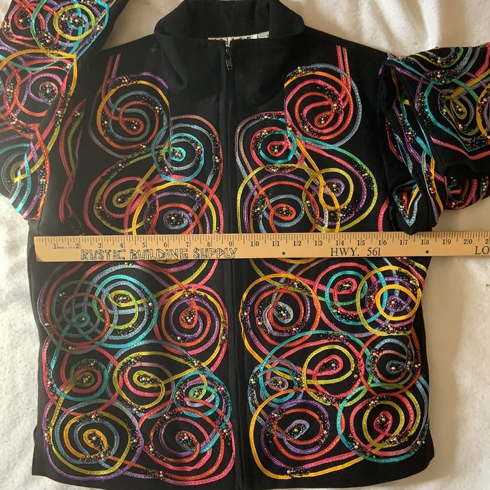 ANAGE vintage cotton jacket beaded ribbon circles - Picture 10 of 10